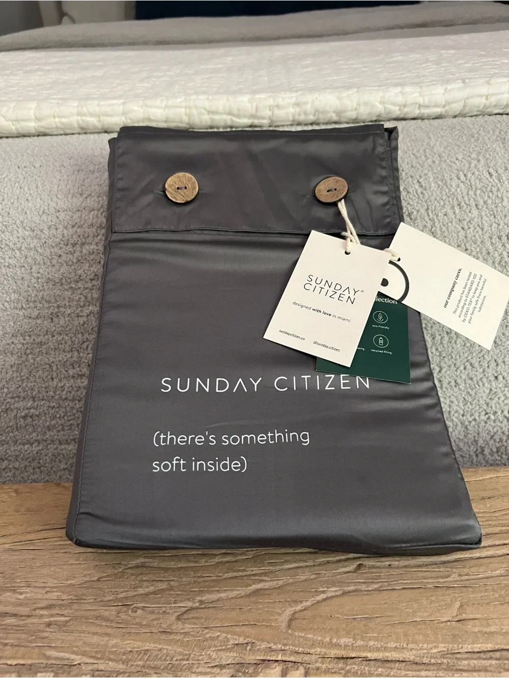 Sunday Citizen Duvet Cover Full Queen Granite Gray NWT Luxury Bamboo Cover Only